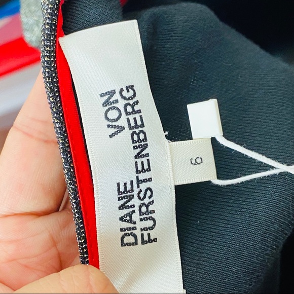 NWT Diane von Furstenberg Long-Sleeve Metallic-Knit Mini Dress - Picture 16 of 16